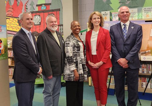 City officials announce the proposed downtown library site. 